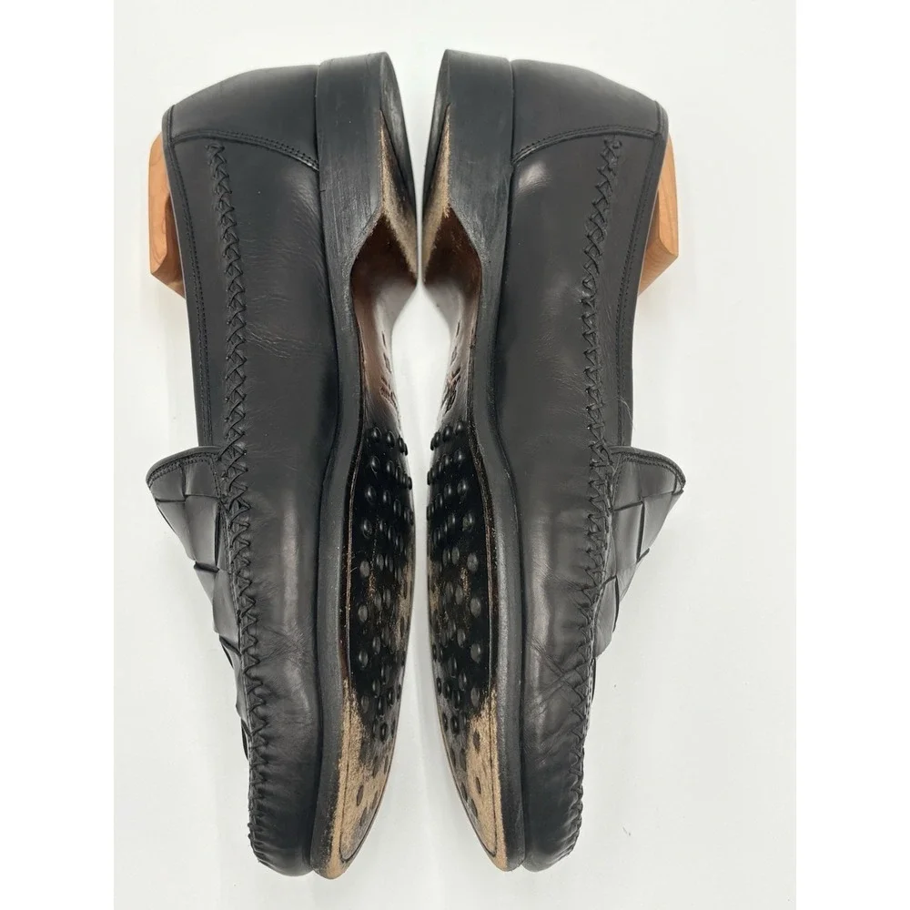 Bragano Cole Haan Woven Leather Loafers Classic Dress Shoes Black Mens Sz 10.5M